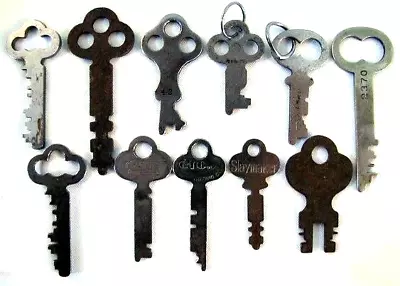 Lot Of 11 Unusual Antique Flat Skeleton Keys SAFE YALE EAGLE ETC SLAYMAKER • $14.95