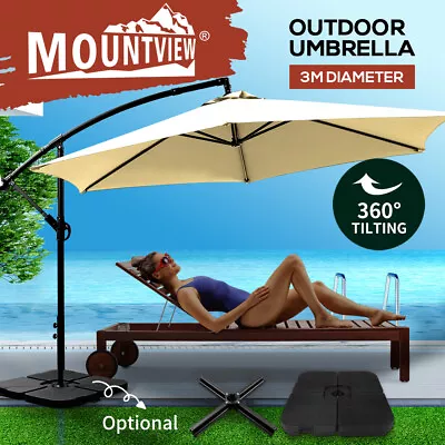 Mountview 3M Outdoor Umbrella Cantilever Base Stand Garden Patio Beach Umbrellas • $115.99