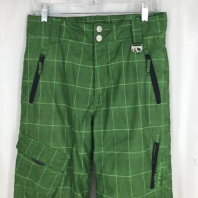 Marker Green Plaid Ski Snowboard Snow Pants Zip Pockets Adjustable Junior 14 • $26.77