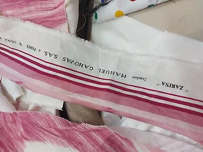 Deisgner Fabric Remnant 1 Meter Of Manuel Canovas Zaria Pink And White  • £45