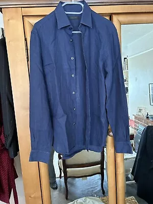 Calvin Klein Navy Linen Shirt Sz 40 • £9