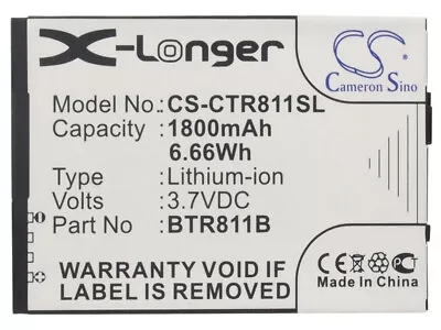 BTR811B  Battery For Casio Commando 2  Commando 4G LTE  C811    1800mAh / 6.66Wh • $16.45