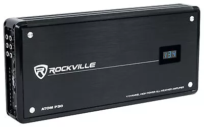 Rockville ATOM P30 2400 Watt 4-Channel Marine/ATV/Car Amplifier Amp+Volt Meter • $134.95