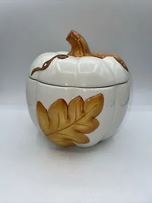 Harry And David Pumpkin Ceramic Cookie Jar 9”x 8.5 “  Fall Hard To Find • $48.40