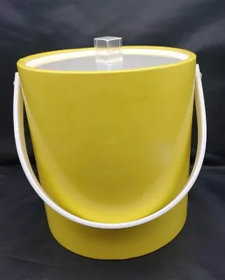 Vintage MCM Morgan Designs BUCKET BRIGADE Lemon Yellow Vinyl Lucite ICE BUCKET  • $11.25