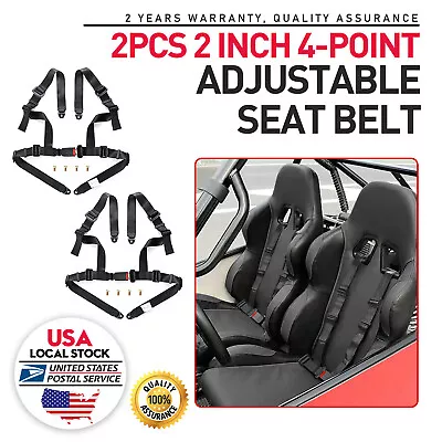 2 X Modigt Universal Blue 2  Black 4 Point Buckle Racing Seat Belt Harness • $50.59