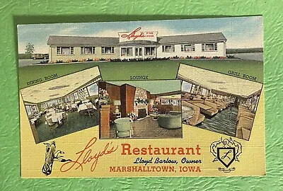 MARSHALLTOWN Iowa IA LLOYD'S RESTAURANT Linen Postcard • $3.50