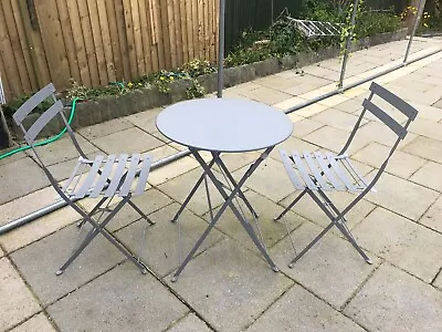 Habitat Eve 2 Seater Folding Metal Garden Bistro Set-Grey • £20