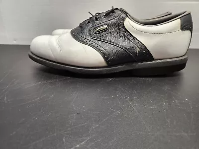 Footjoy Dryjoy Aquaflex Leather Golf Shoes Sz. 10 Black And White • $26.07