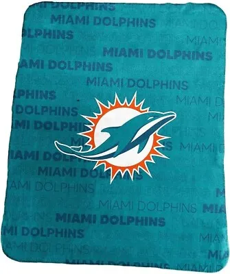 Miami Dolphins NFL Logo Brands 50 X60  Soft Classic Fleece Throw Blanket • $28.95