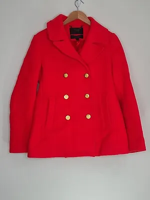 J. Crew Stadium Cloth Majesty Peacoat Coat Jacket In Red Size 8 Womens • $89.99