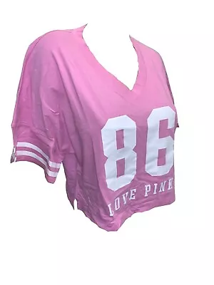 Victoria's Secret Pink Cotton Oversize Crop Tee Color Pink/White Nwt • $68.51