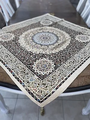 Luxury Brocade Fabric Table Cover Tablecloth 39 X 39 Oriental Arabia ￼ Christmas • $55