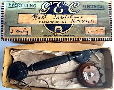 C.1930 GEC K7741 Wall Telephone In Original Labelled Box Parlour Telephone • £60