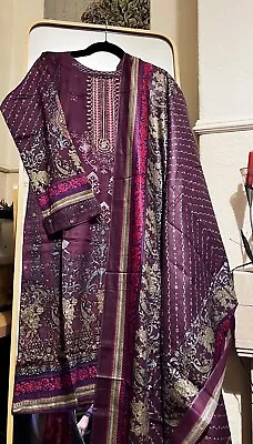 NEW Indian-Pakistani Salwar Kameez ReadyMade 3Piece Lawn Embroidery Suit (M) • £24.55