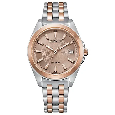 Citizen Eco-Drive Women's Peyten Silver Rose Gold Calendar 33MM Watch EO1226-59X • $116.99