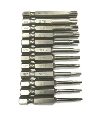 Torx Screwdriver 2   Bit 12PCS 1/4  Hex Shank S2 Steel T5-T40 Star 6 Point • $7.99