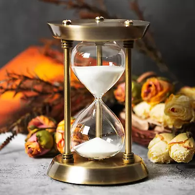 60 Minute Hourglass Sand Timer With Metal Frame Big Size Antique Sand Clock Br • $61.98