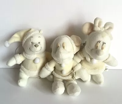 Tokyo Disneyland Mickey Minnie Winnnie The Pooh Ivory/Beige Mini Plush Set • $48