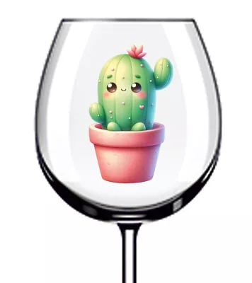 12x Watercolor Cute Cactus Plant Flower Wine Glass Bottle Vinyl Sticker Decals • £4.99