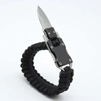Black Paracord Tactical Knife Bracelet Survival Gear EDC 2023 • $8.44
