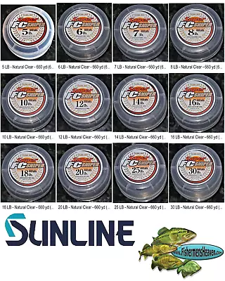 Sunline FC Sniper Fluorocarbon Clear Fishing Line 660 YD Bulk Spool Any LB Test • $52.98