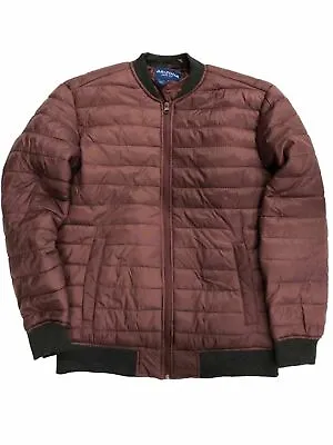 Arizona Mens Plum & Gray Lightweight Quilted Bubble Puffer Jacket Coat • $32.99