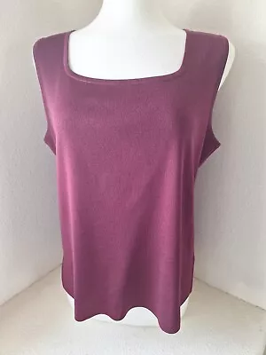 Exclusively Misook Tank Top Womens XL Burgundy Knit Sleeveless Square Neck Shell • $29.99