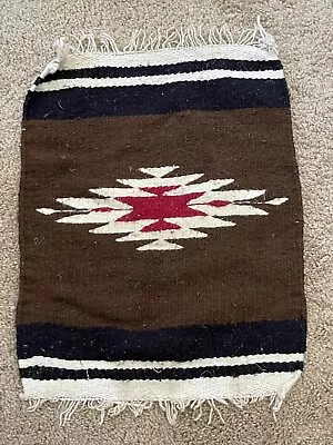 Vintage Southwestern Or Mexican Textile Small Rug Wall Tapestry Geometric Design • $45