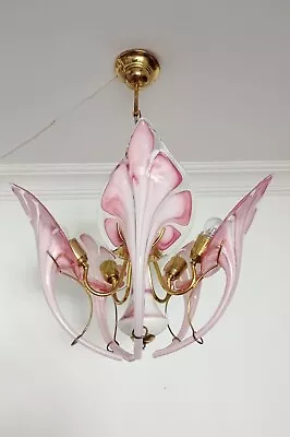 Murano Vintage Pink Glass Chandelier Light Ceiling Fixture Lighting Lamp • $895