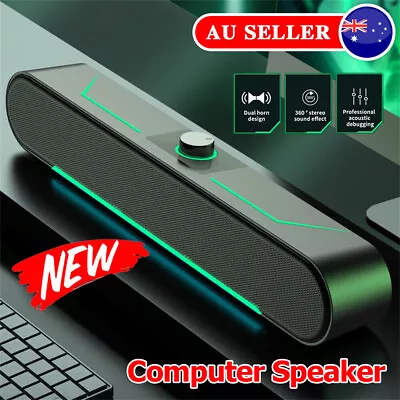 Computer Speakers PC Soundbar USB Powered 3.5mm For Laptop Tablet Wired Speaker • $21.96