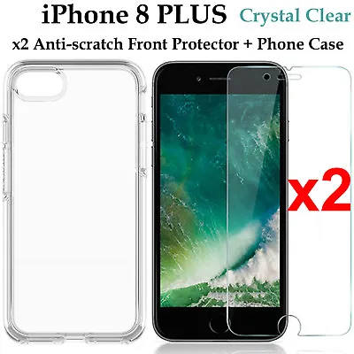 $8.99 • Buy X2 For Apple IPhone 8 PLUS Soft Front Screen Protector & Back Clear Case Cover