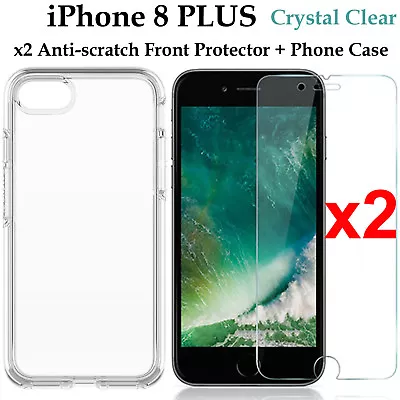 $8.99 • Buy X2 For Apple IPhone 8 PLUS Soft Front Screen Protector & Back Clear Case Cover