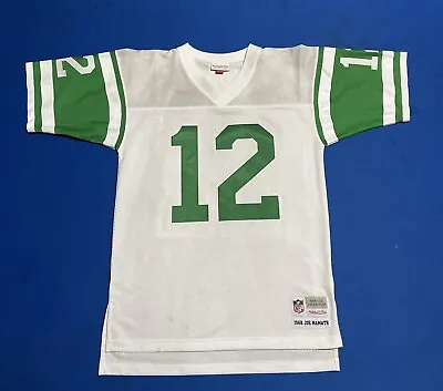 Vintage Mitchell & Ness Joe Namath Jets Football Jersey Mens Replica M White • $45.99