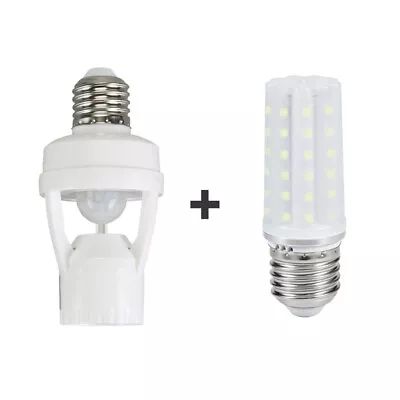 PIR Motion Sensor Light Bulb Sockets Switch E27 Bulb Adapter Lamp Bulb Holder US • $16.09