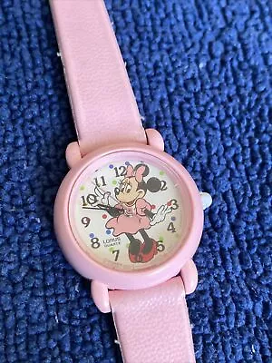 Vintage 80s Mickey Minnie Mouse LORUS V811-0450 Disney Pink Watch W/ New Battery • $23.99