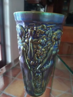 $300 • Buy Zsolnay Vase Pecs Eosin Art Nouveau Women Iridescent 1900-1920 Antique