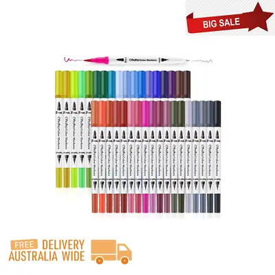 Ohuhu Art Markers Dual Tip Coloring Brush Pen & Fineliner Color Pens 36 Colours_ • $49.33