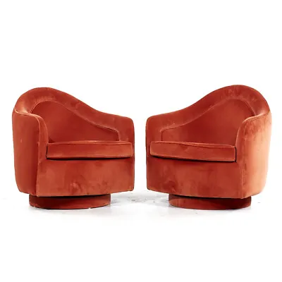 Milo Baughman For Thayer Coggin Mid Century Swivel Base Lounge Chairs - Pair • $6347