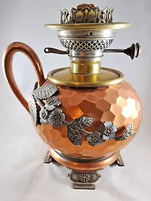 Meriden Britannia Co. Mixed Metals Aesthetic Movement Oil Lamp Copper Ca. 1885 • $574.95