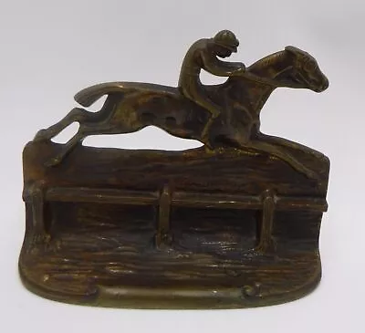 VINTAGE English Steeplechase Jockey Brass/bronze Bookend Horse Race • $175