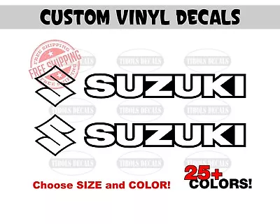 2x SUZUKI With Logo Outline Decals SUZUKI Sticker (1 Set) Helmet Bike Motorcycle • $5