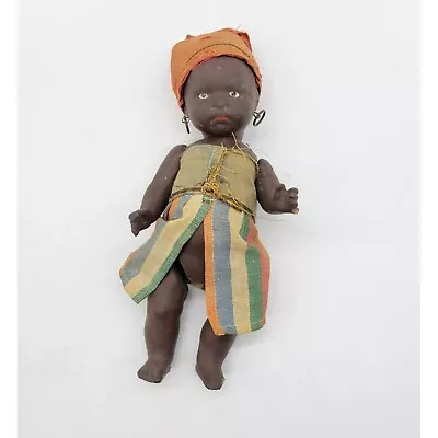 Vintage Brown Composition Baby Doll 7 1/4 Inches Jointed Unmarked • $35