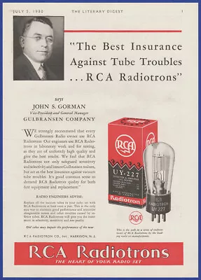 $14.95 • Buy Vintage 1930 RCA RADIOTRON UY-227 Vacuum Tube Radio John S. Gorman 30s Print Ad