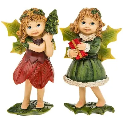Medium Standing Set Of 2 Holly Fairies Figurines Fantasy Myth & Magic 275310 • £16.99