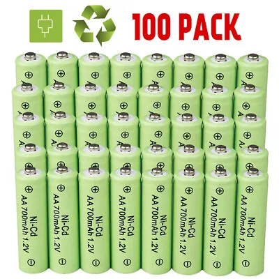 Lot 2-100Pack 700mAh AA Rechargeable NiCd Batteries 1.2v Ni-Cd For Garden Lights • $8.95