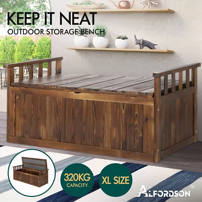 ALFORDSON Outdoor Storage Box Wooden Garden Bench Chest Tool Sheds L XL • $176.85