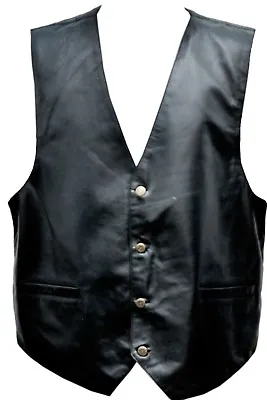 Mens Leather Vest Dress Waistcoat Stylish Motorcycle Biker Leather Fashion Vest • $51.48