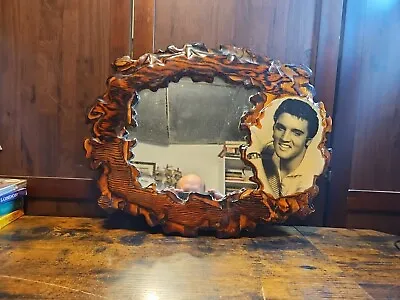 Vintage Elvis Presley Picture Mirror Wood  22  X 14   • $71.24