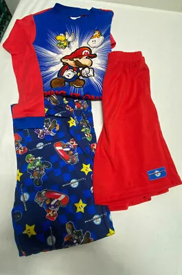 Super Paper Mario Boys 3pc Pajama Short Pants Set Size 12 • $14.49